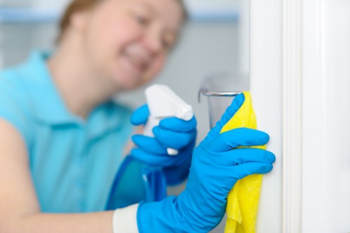 Protective gloves and safety gear used during carpet cleaning