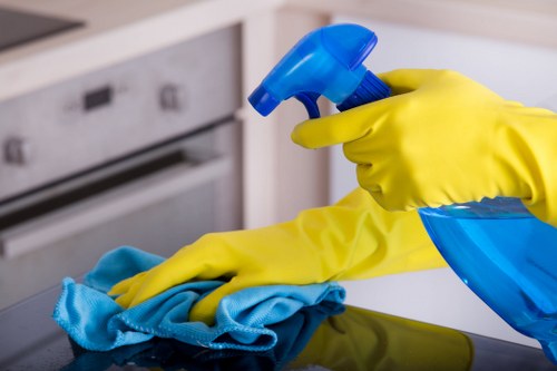 Professional domestic cleaning tasks for kitchens and bathrooms in NW10